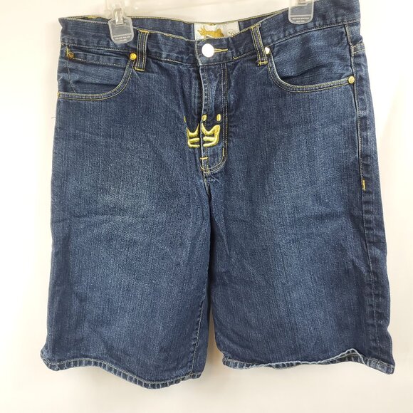 Vintage PNB Nation Mens Dark Blue Wash Denim Shorts Sz 36 - Picture 1 of 9